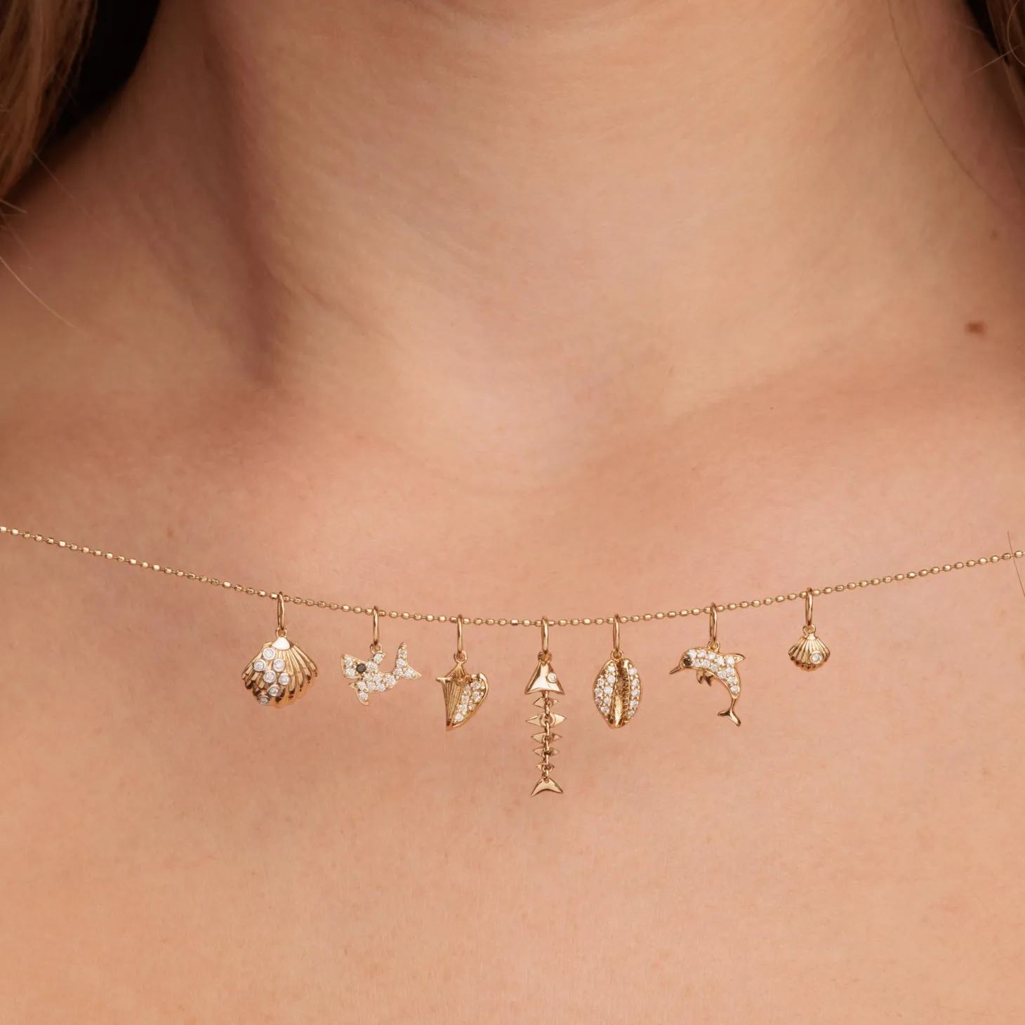Gold & Diamond Small Shark Charm