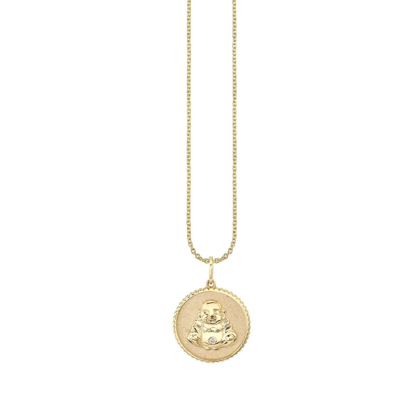 Gold & Diamond Small Sitting Buddha Coin Charm