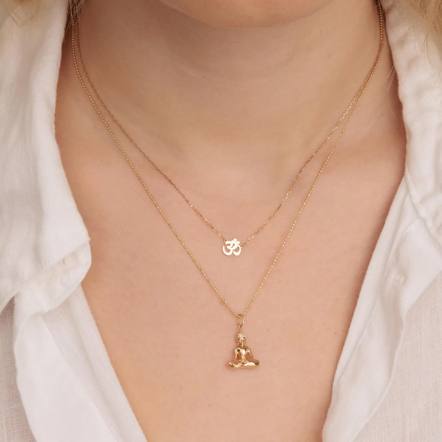 Gold & Diamond Small Sitting Buddha Charm