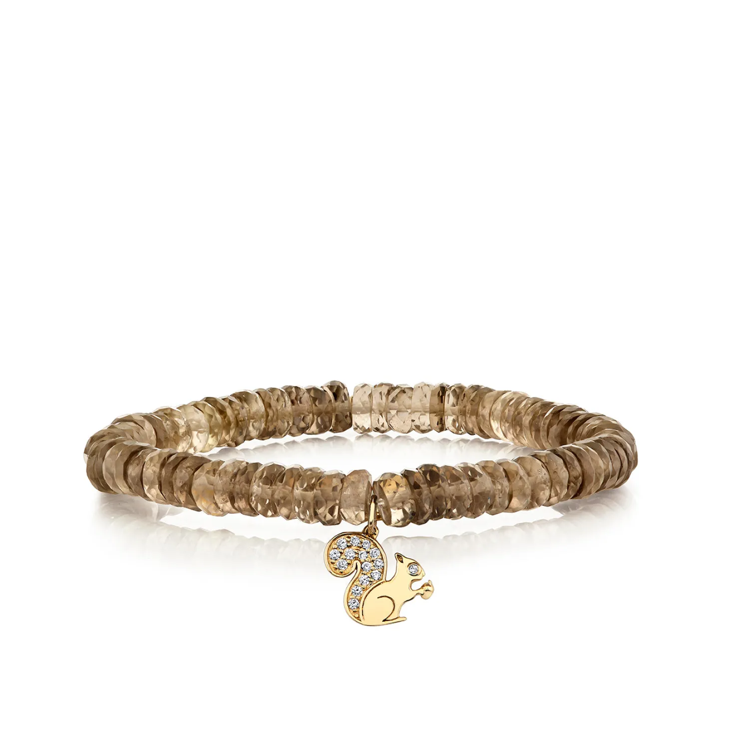 Gold & Diamond Small Squirrel on Smoky Topaz