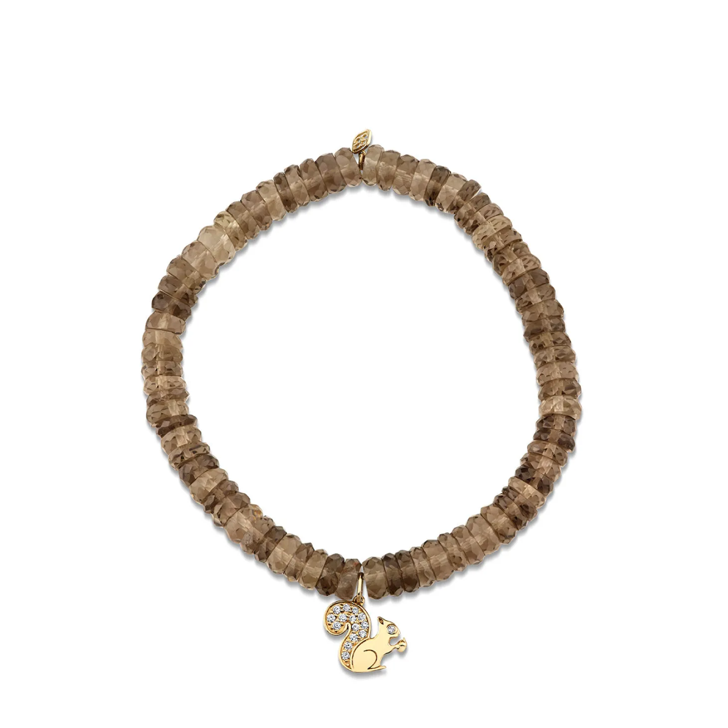 Gold & Diamond Small Squirrel on Smoky Topaz