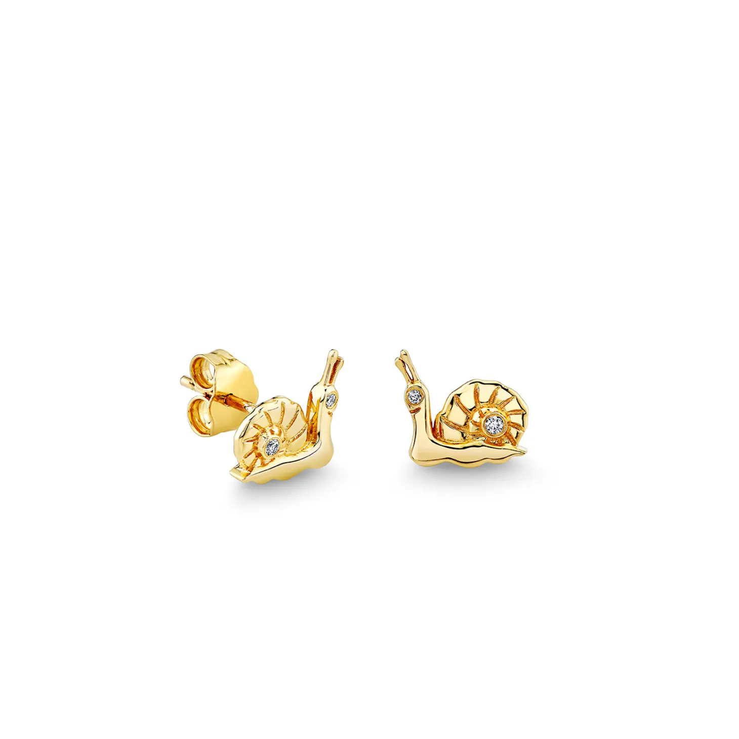 Gold & Diamond Snail Stud