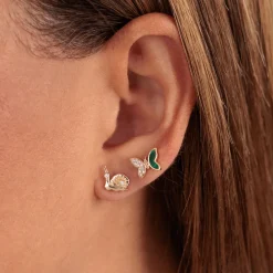 Gold & Diamond Snail Stud