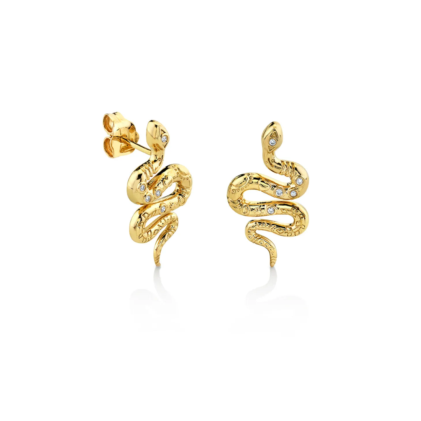 Gold & Diamond Snake Stud