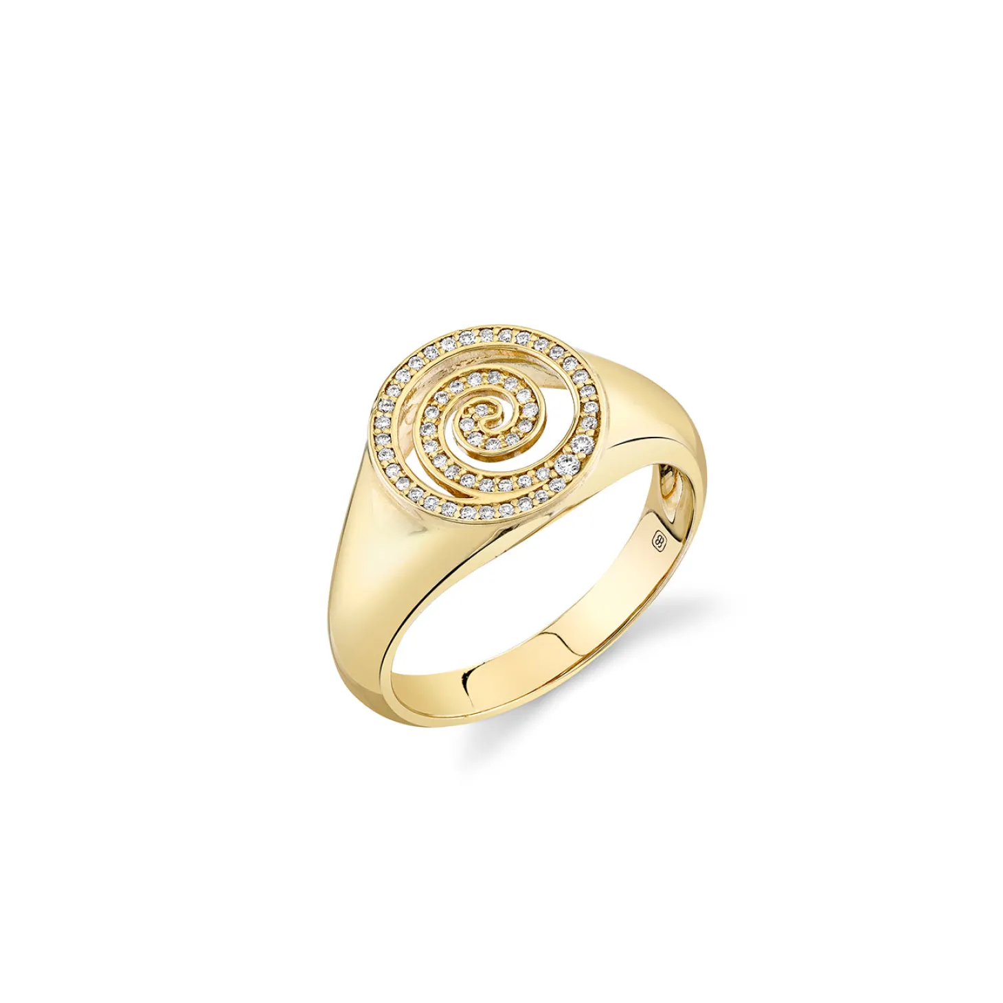Gold & Diamond Spiral Signet Ring