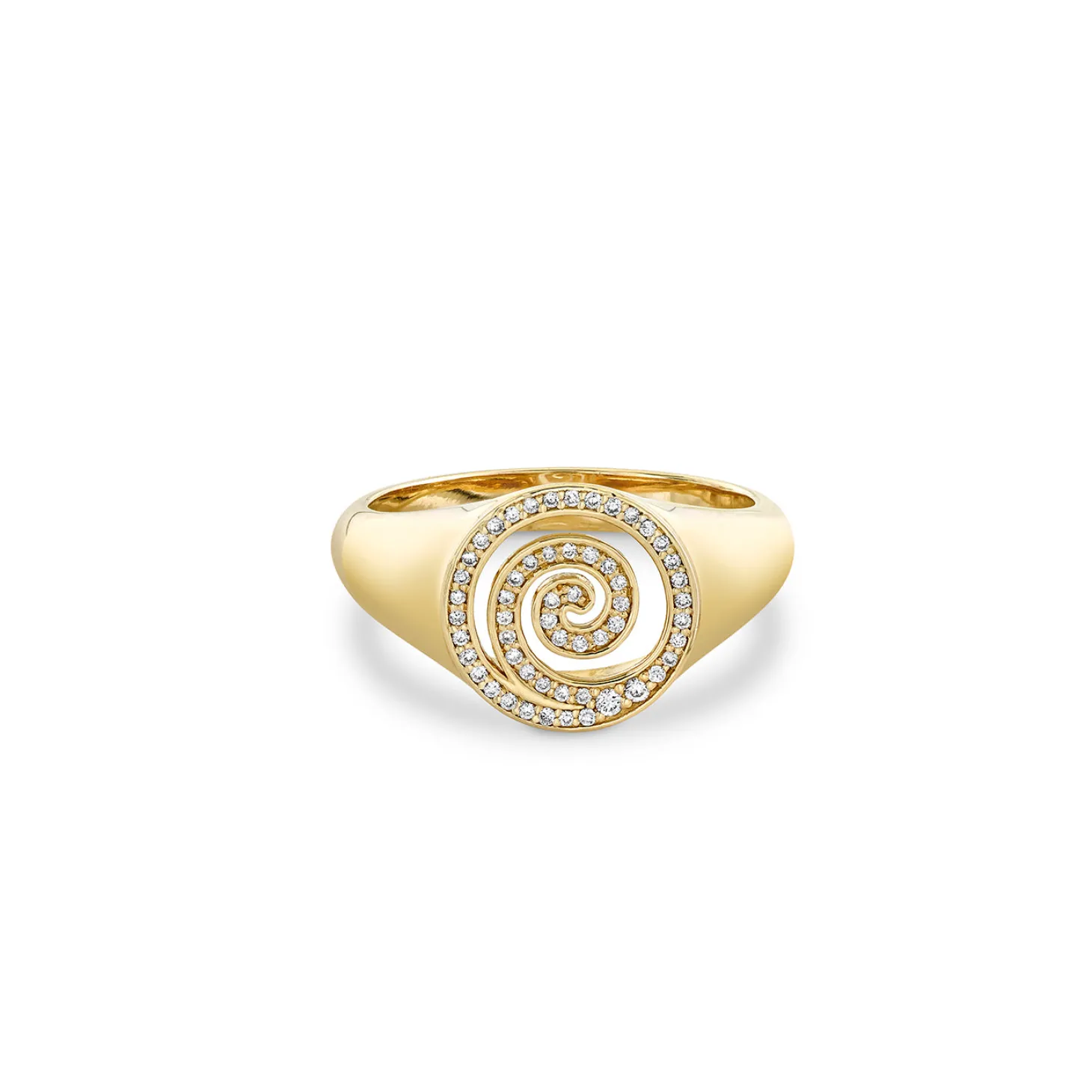 Gold & Diamond Spiral Signet Ring