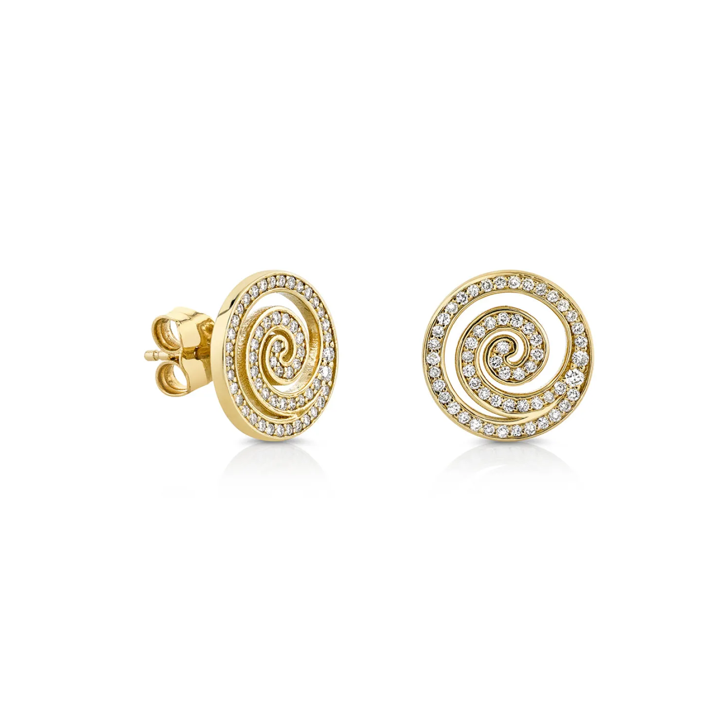 Gold & Diamond Spiral Stud