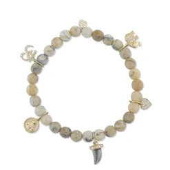 Gold & Diamond Spiritual Multi-Charm on African Opal