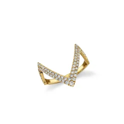 Gold & Diamond Stacking V Ring