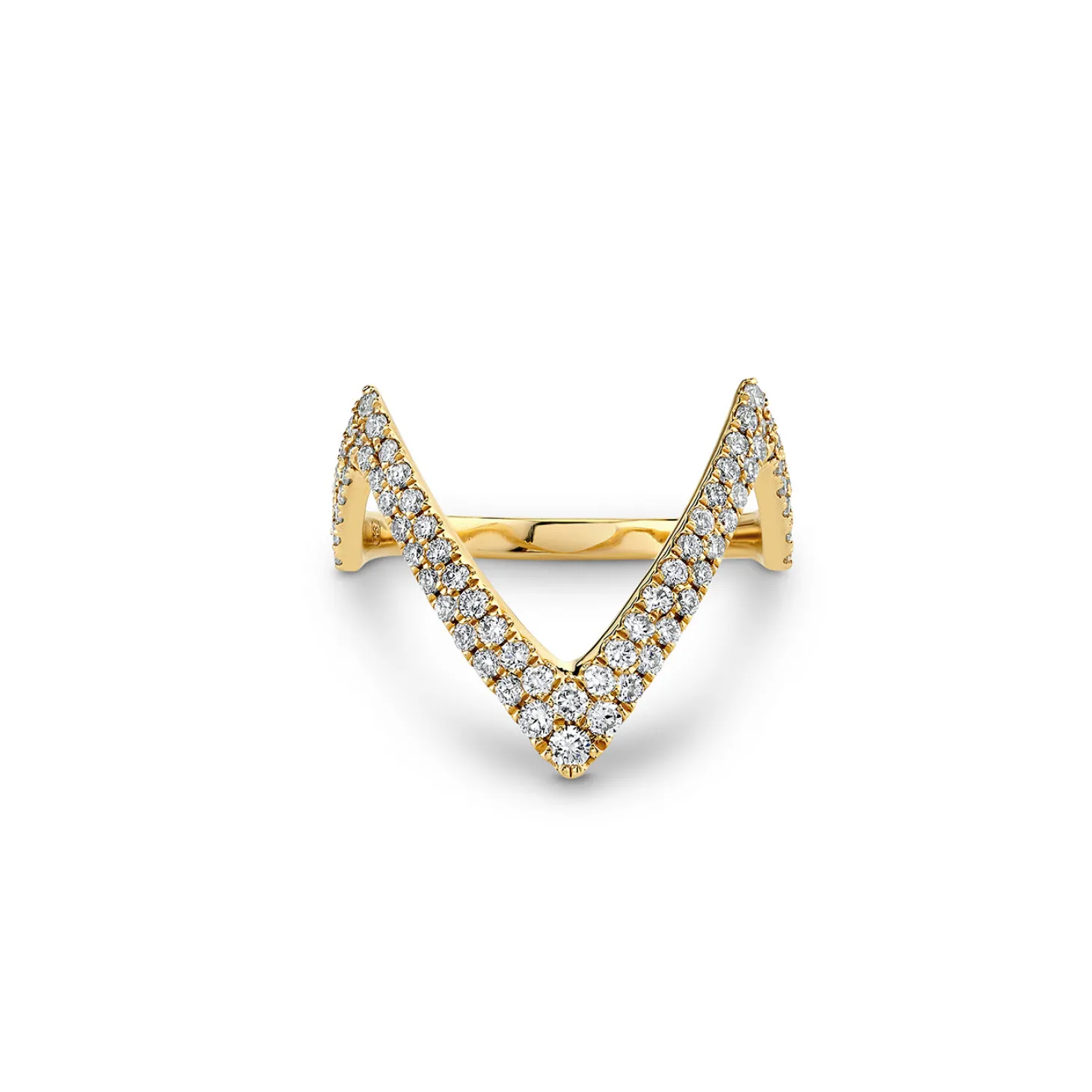 Gold & Diamond Stacking V Ring