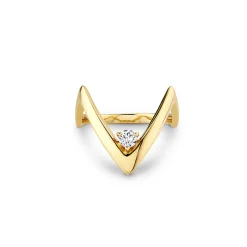 Gold & Diamond Stacking V Ring