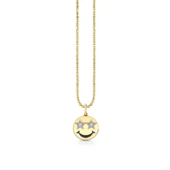 Gold & Diamond Star Eyes Happy Face Charm