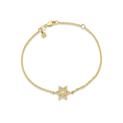 Gold & Diamond Star of David Bracelet
