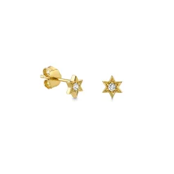 Gold & Diamond Star Of David Stud
