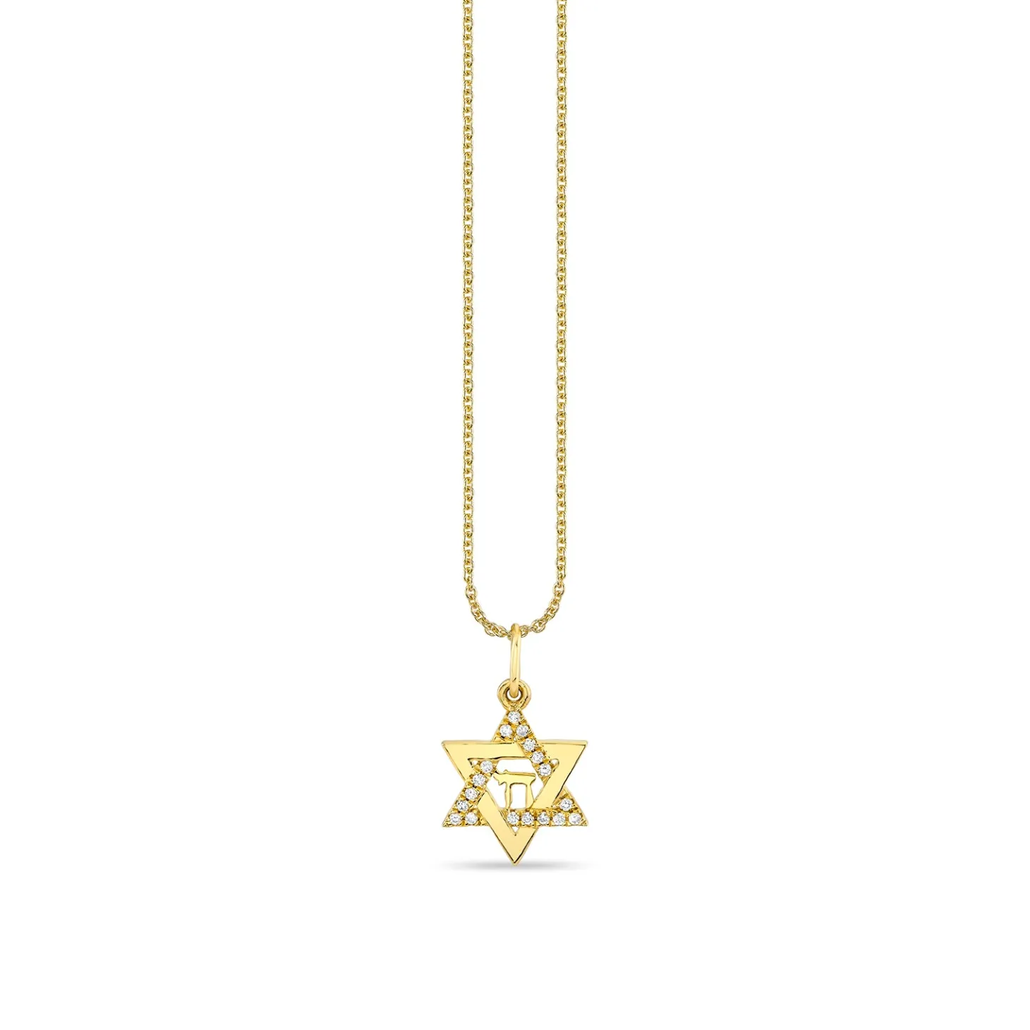 Gold & Diamond Star Of David Chai Charm