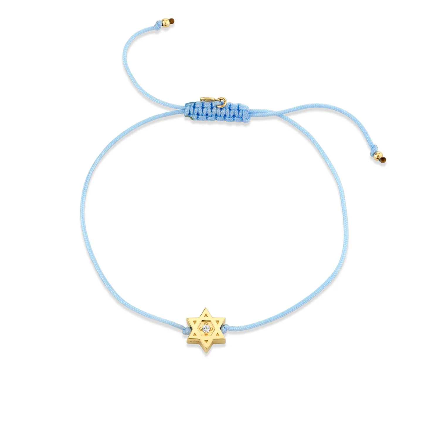 Gold & Diamond Star Of David Cord Bracelet
