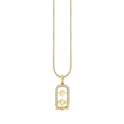 Gold & Diamond Starburst and Eye Cartouche Charm