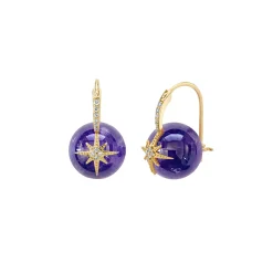Gold & Diamond Starburst Amethyst Earrings