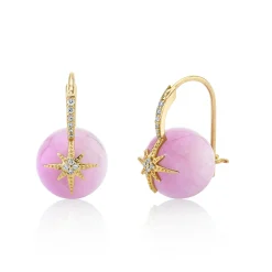 Gold & Diamond Starburst Kunzite Earrings