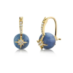 Gold & Diamond Starburst Kyanite Earrings