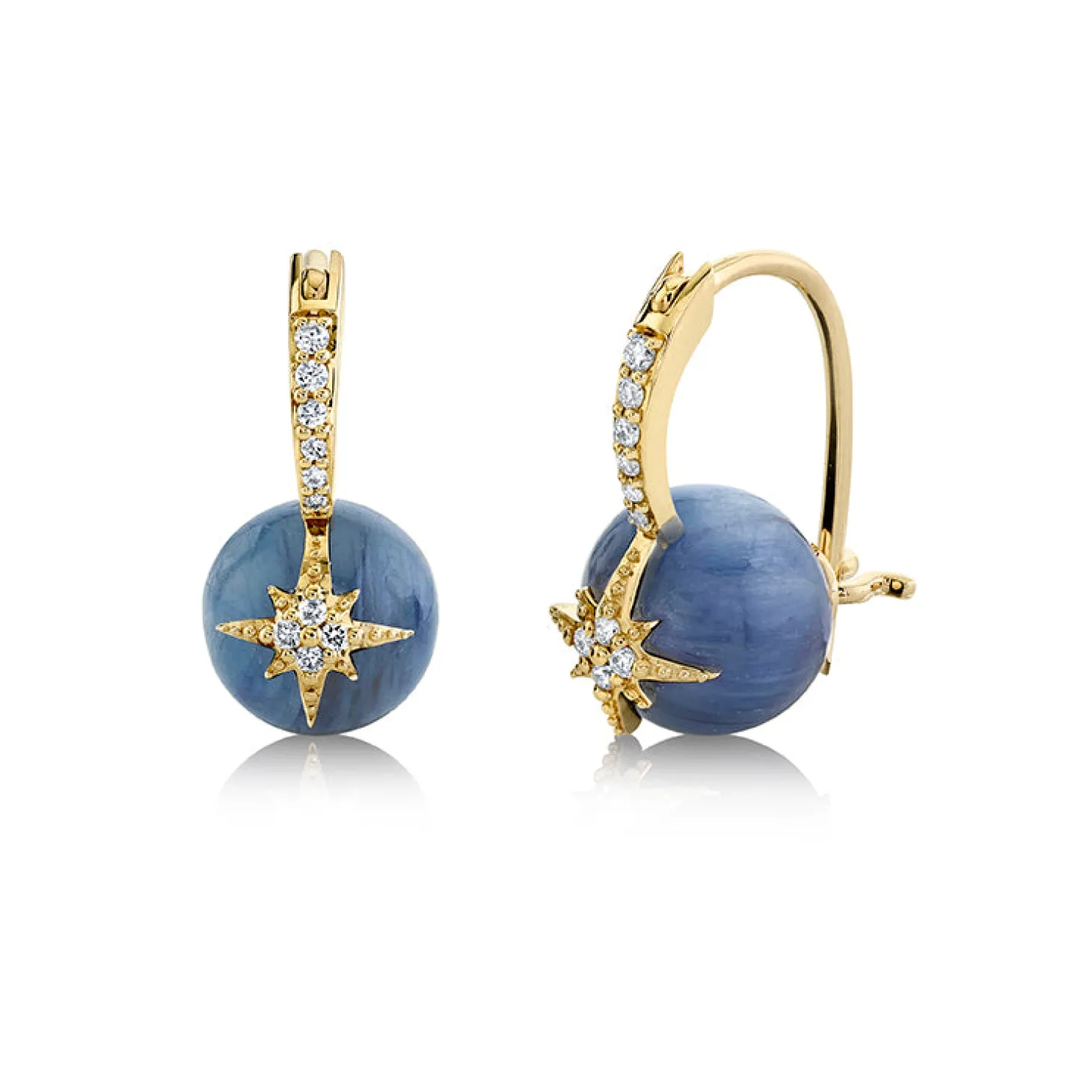 Gold & Diamond Starburst Kyanite Earrings