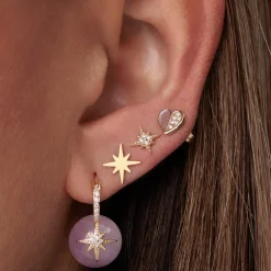Gold & Diamond Starburst Kunzite Earrings