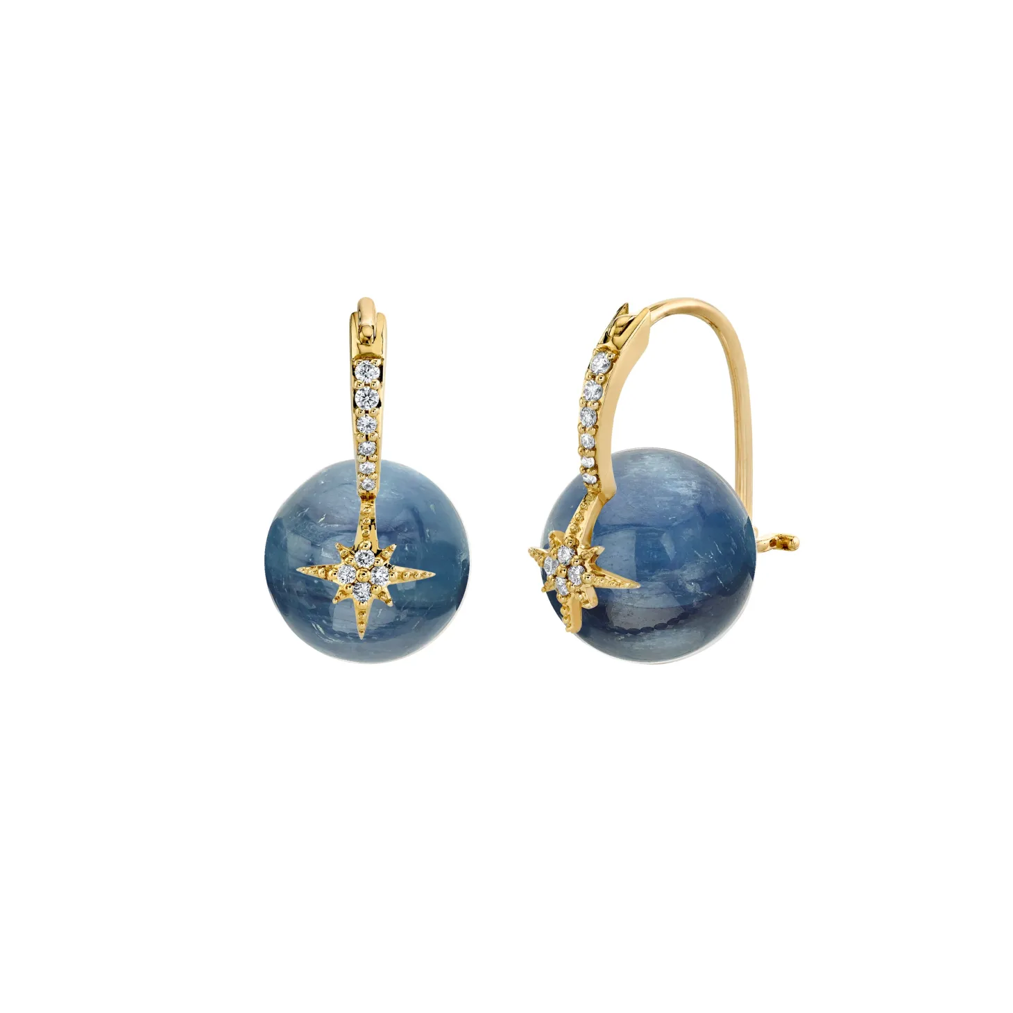 Gold & Diamond Starburst Kyanite Earrings