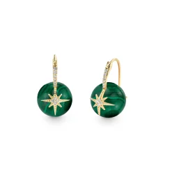 Gold & Diamond Starburst Malachite Earrings