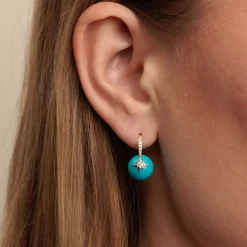 Gold & Diamond Starburst Turquoise Earrings