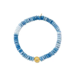 Gold & Diamond Starfish & Clam Shell on Blue Opal Heishi