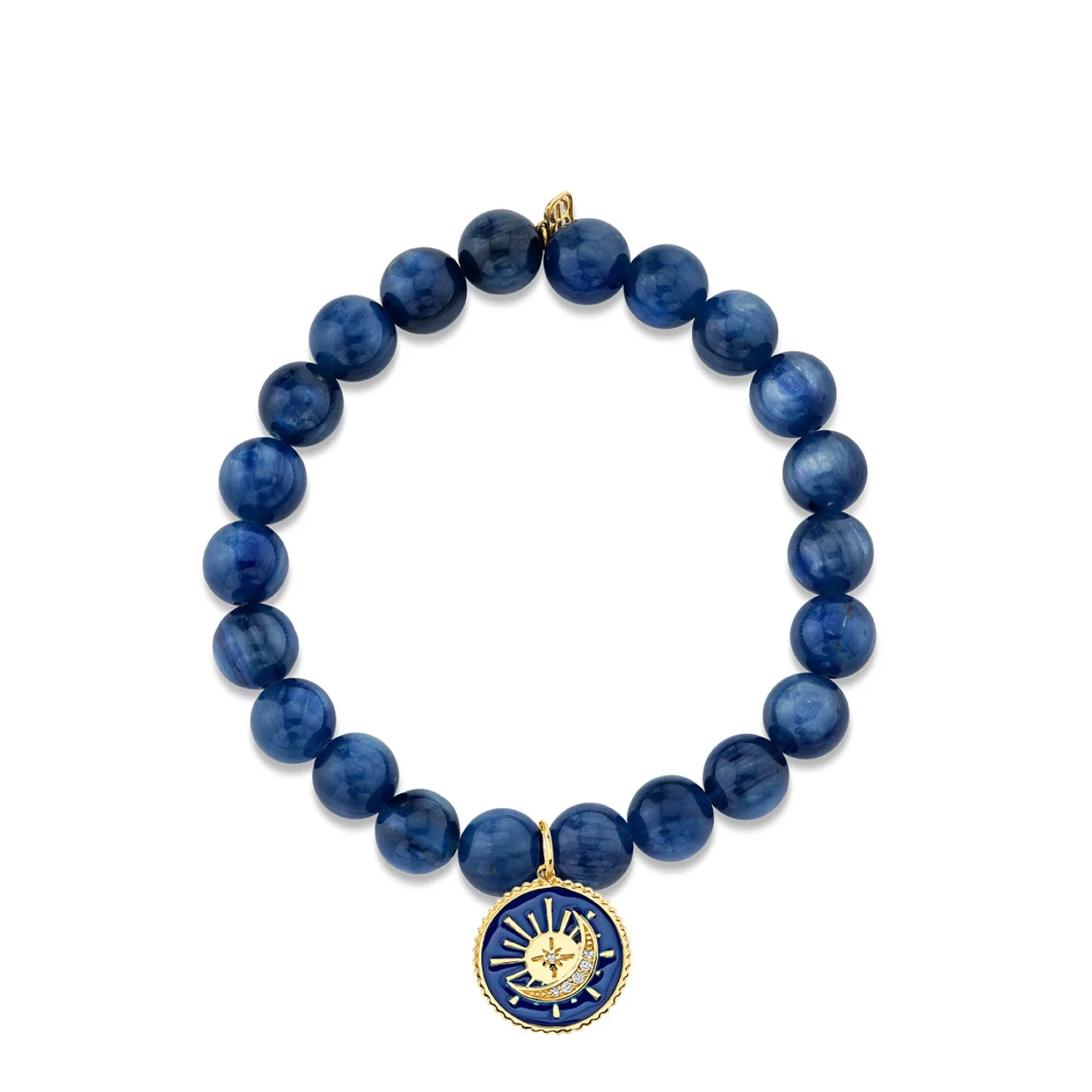 Gold & Diamond Sun & Moon Medallion on Kyanite