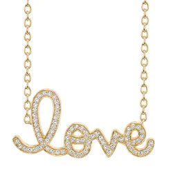 Gold & Diamond Supersize Script Love Necklace