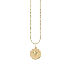 Gold & Diamond Taurus Zodiac Medallion