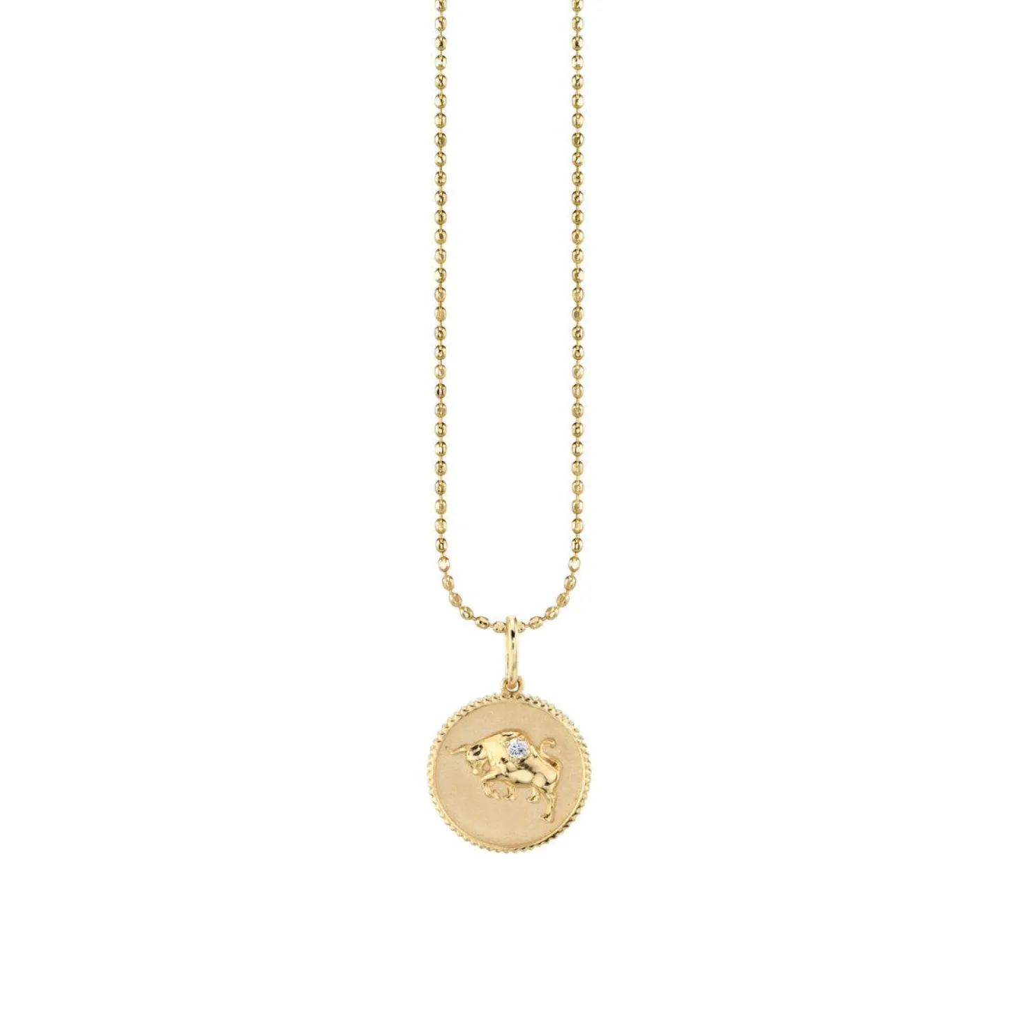 Gold & Diamond Taurus Zodiac Medallion
