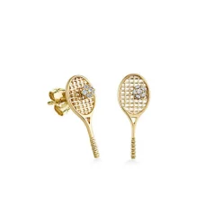 Gold & Diamond Tennis Racquet Stud