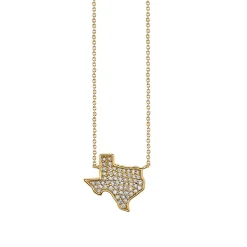 Gold & Diamond Texas State Outline Necklace