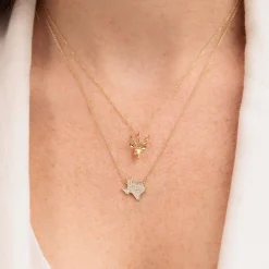 Gold & Diamond Texas State Outline Necklace