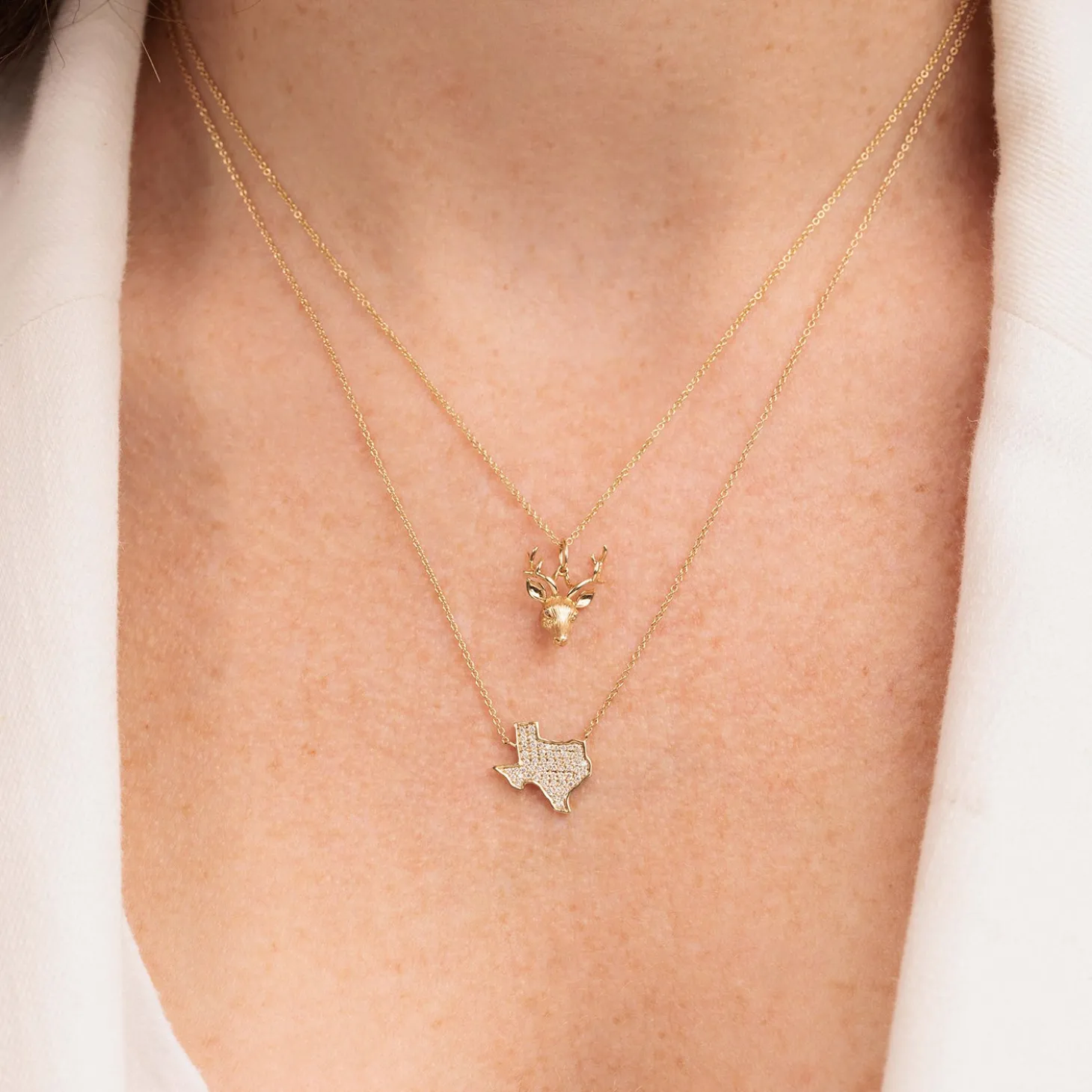 Gold & Diamond Texas State Outline Necklace