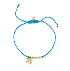 Gold & Diamond Tiny Aquarius Zodiac Cord Bracelet