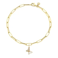 Gold & Diamond Tiny Butterfly Anklet
