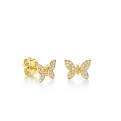 Gold & Diamond Tiny Butterfly Stud