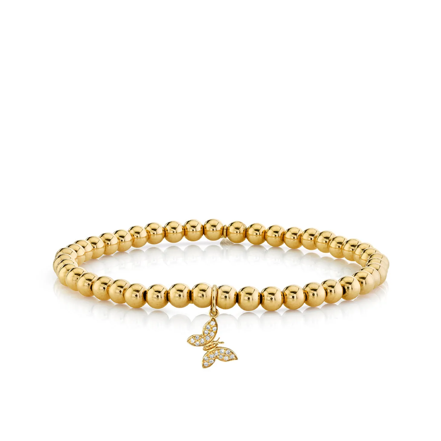 Gold & Diamond Tiny Butterfly On Gold Beads