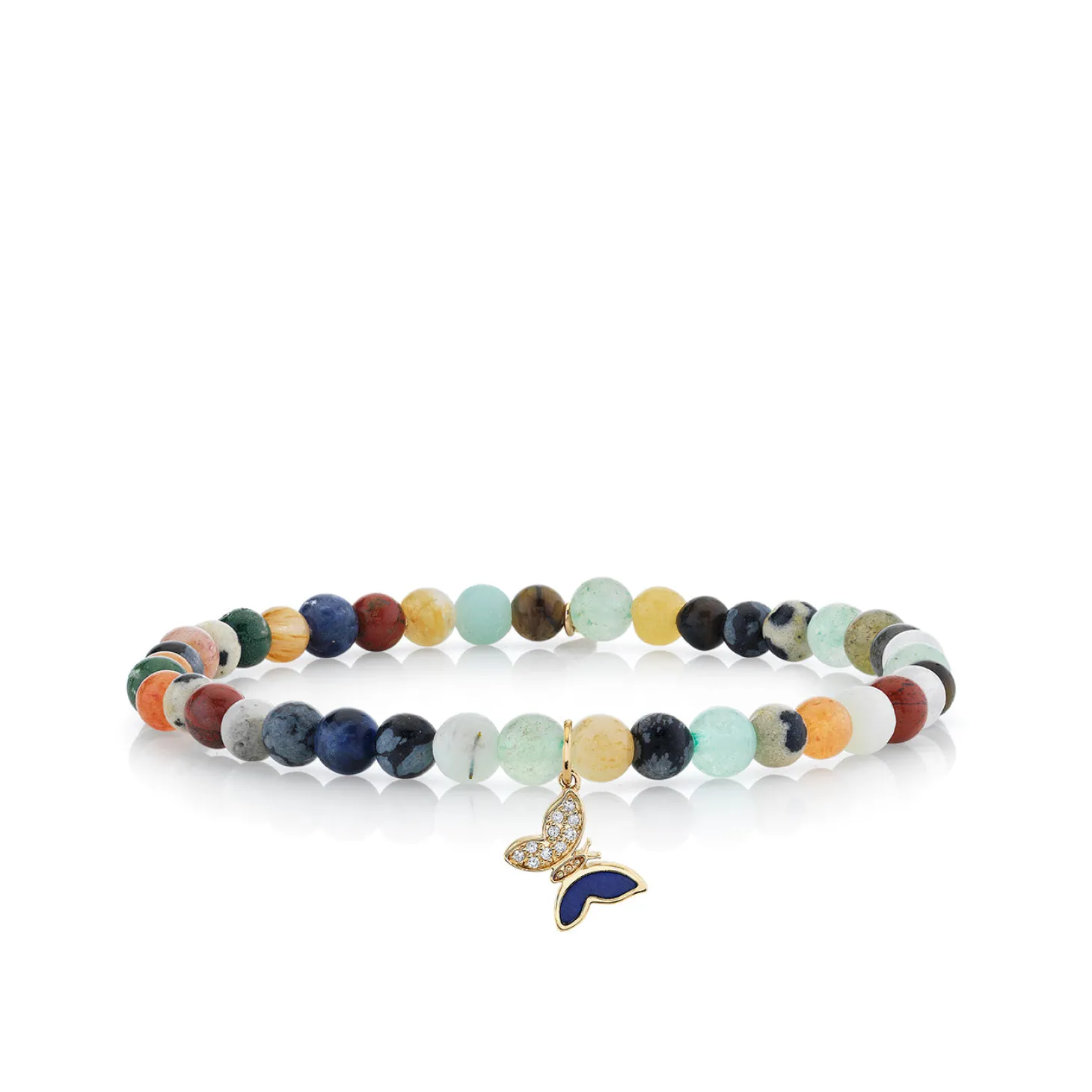 Gold & Diamond Tiny Butterfly on Semi Precious Stones