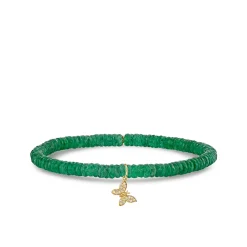 Gold & Diamond Tiny Butterfly on Aventurine