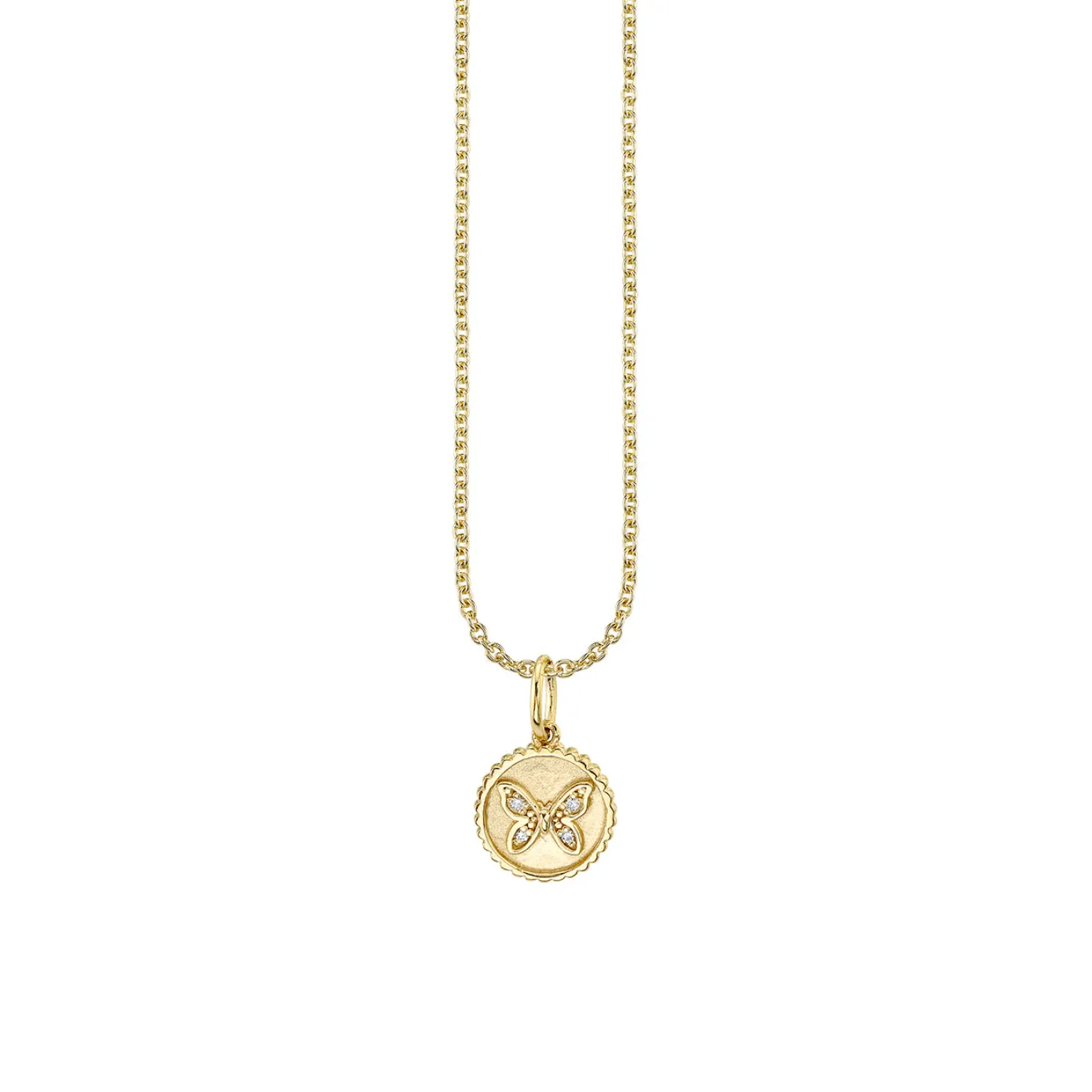 Gold & Diamond Tiny Butterfly Coin Charm