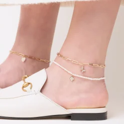 Gold & Diamond Tiny Butterfly Anklet