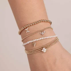 Gold & Diamond Tiny Butterfly On Gold Beads