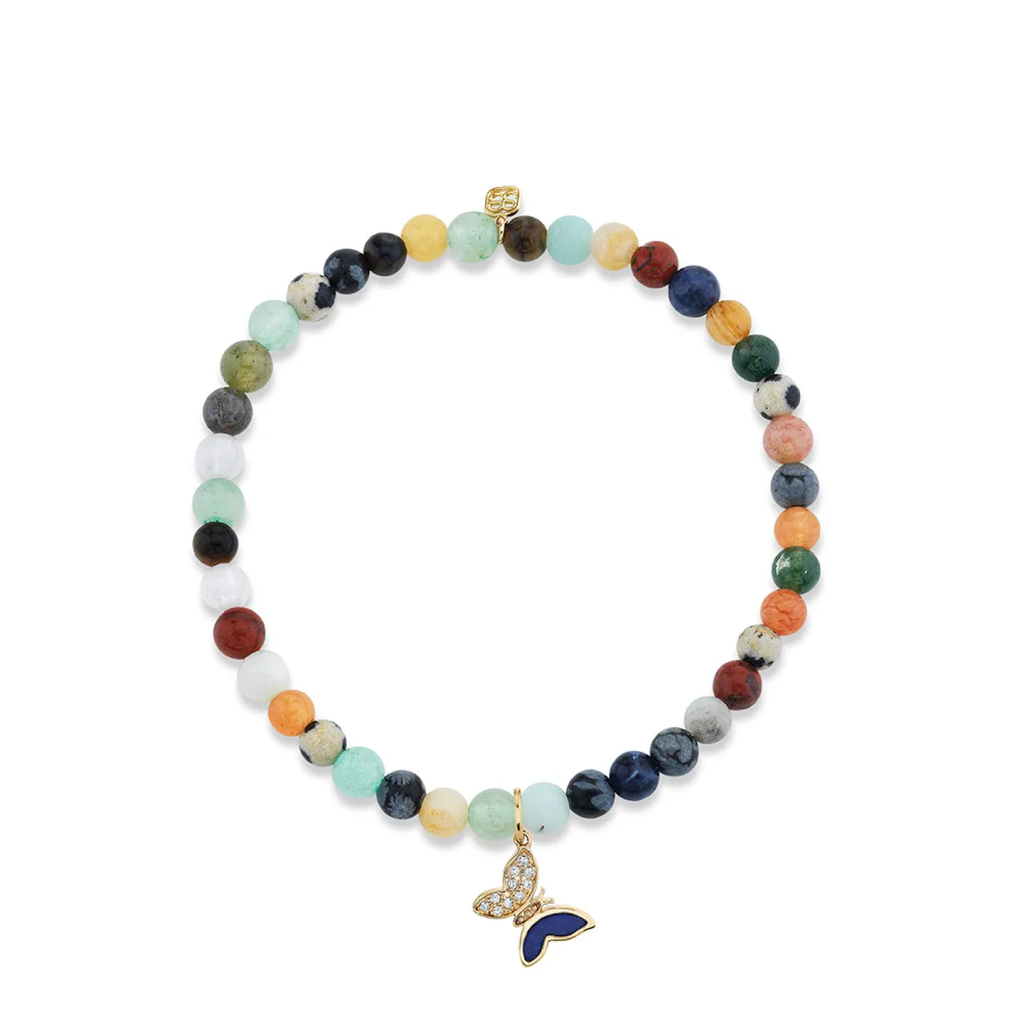 Gold & Diamond Tiny Butterfly on Semi Precious Stones