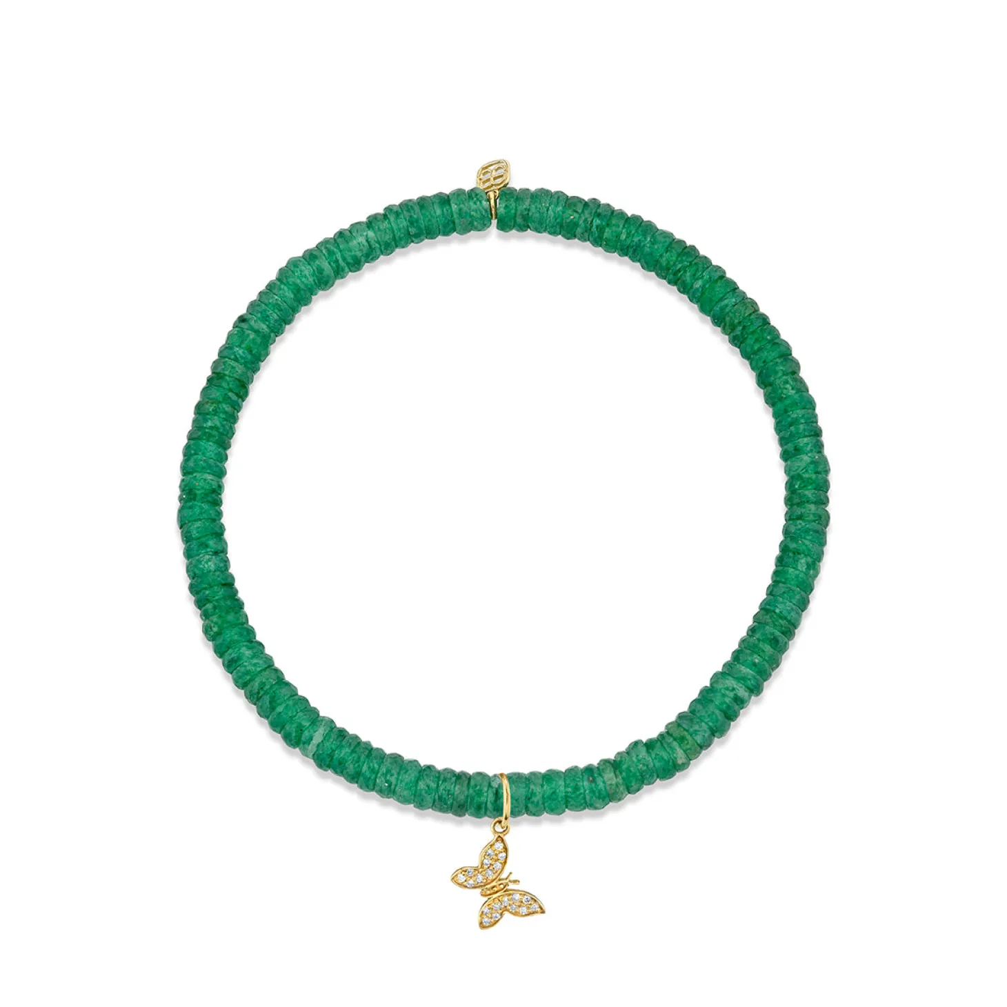 Gold & Diamond Tiny Butterfly on Aventurine