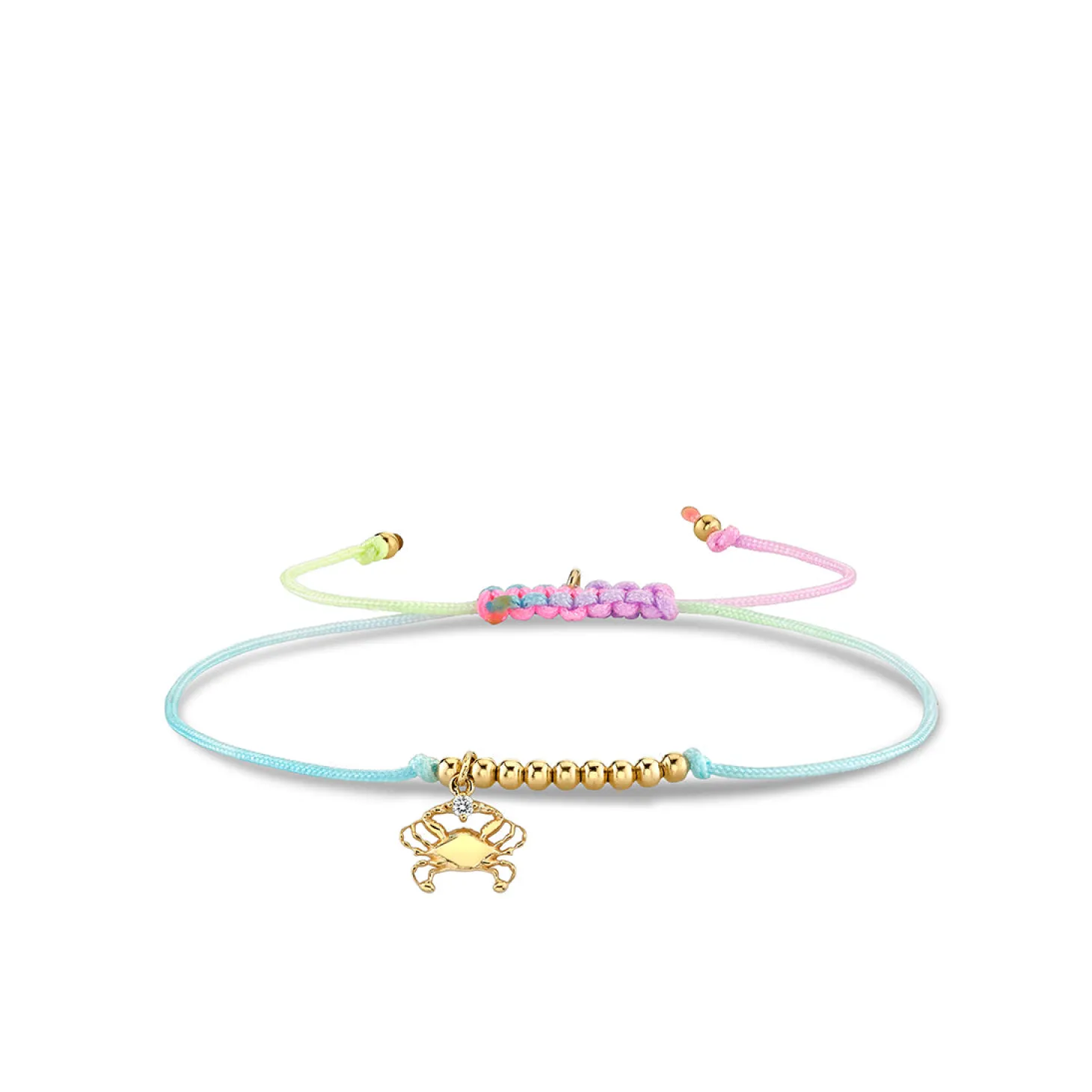 Gold & Diamond Tiny Cancer Zodiac Cord Bracelet